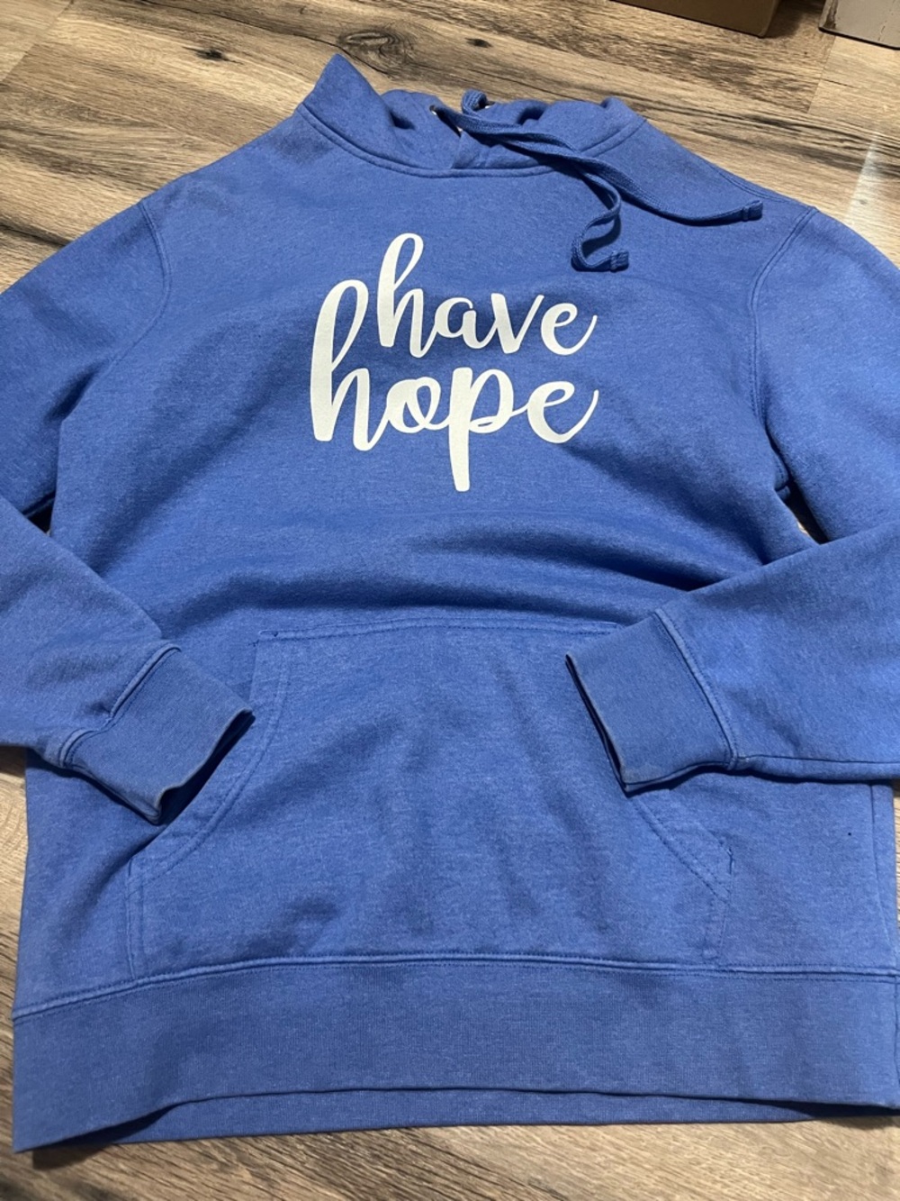 Gildan Blue Hoodie "have hope" Script Pullover, Ptp 22-23💙🧩